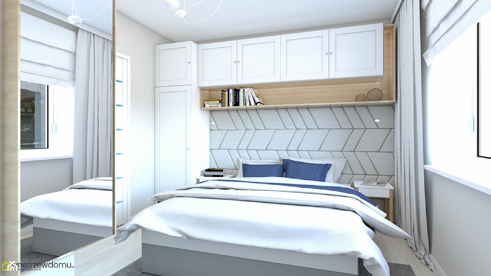 Sypialnia z jasną cegłą na ścianie - zdjęcie od wnetrzewdomu - Homebook