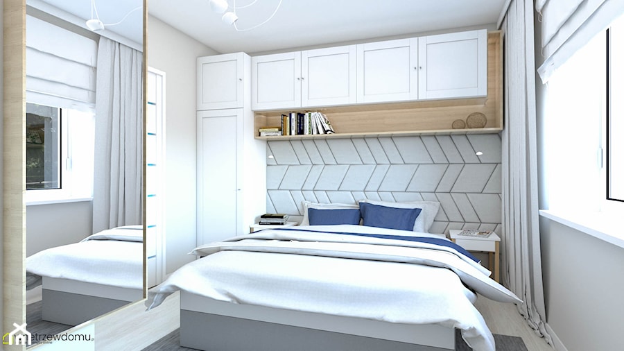 Sypialnia z jasną cegłą na ścianie - zdjęcie od wnetrzewdomu