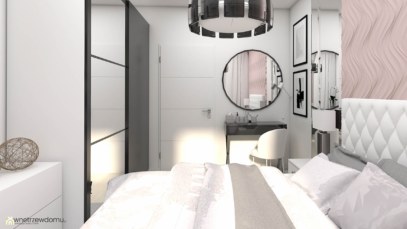Mała sypialnia w stylu glamour - zdjęcie od wnetrzewdomu - Homebook