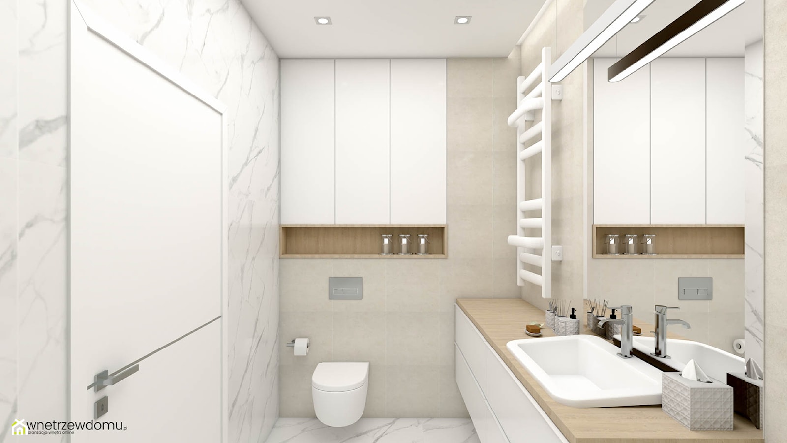 Mała łazienka z białą zabudową - zdjęcie od wnetrzewdomu - Homebook