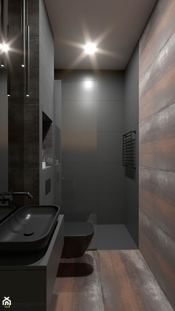 3-metrowa łazienka z czarną armaturą - zdjęcie od wnetrzewdomu