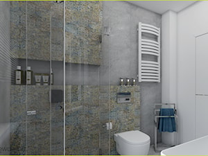 Mała łazienka z prysznicem i pralką - Średnia łazienka z oknem, styl skandynawski - zdjęcie od wnetrzewdomu