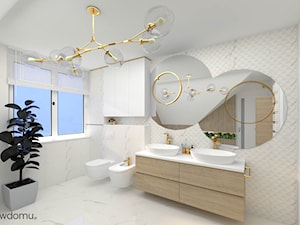 Wyjątkowa, jasna, nowoczesna łazienka ze złotymi dodatkami - zdjęcie od wnetrzewdomu