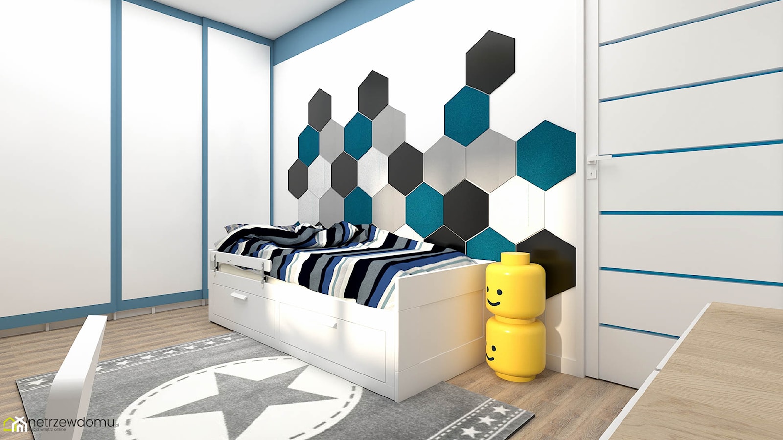 Pokój dla chłopca z dodatkiem koloru niebieskiego - zdjęcie od wnetrzewdomu - Homebook