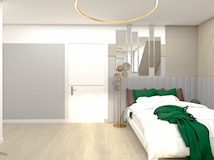 Sypialnia z ozdobnymi lamelami i toaletką - zdjęcie od wnetrzewdomu