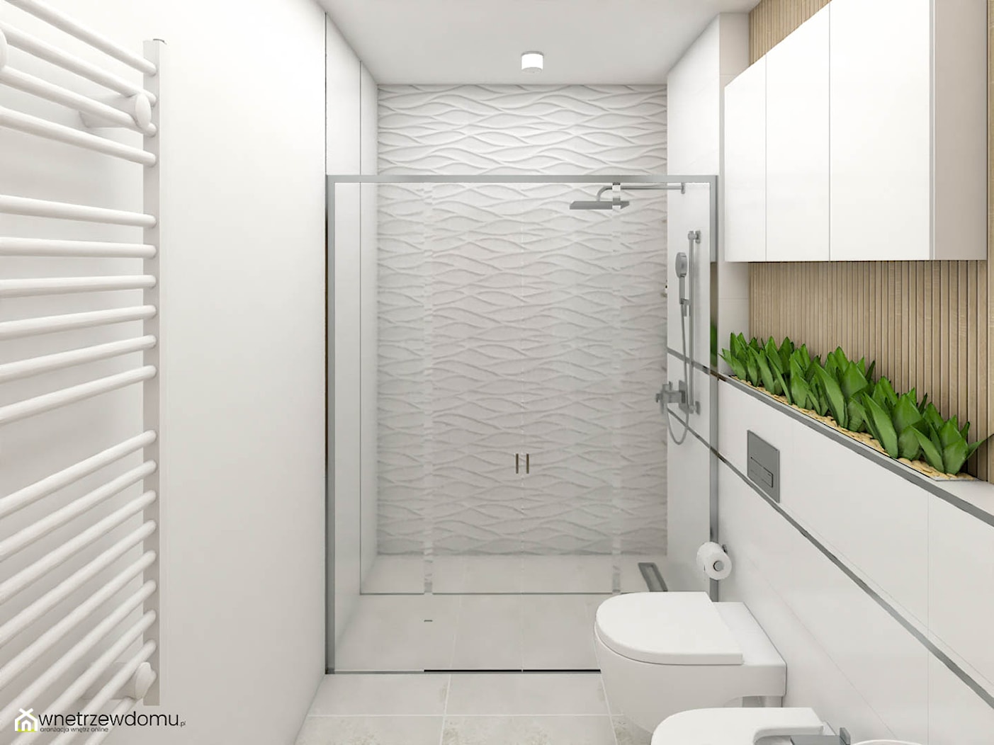 Strukturalne płytki w jasnej łazience - zdjęcie od wnetrzewdomu - Homebook