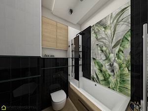 Łazienka w połączeniu czerni bieli i zieleni - zdjęcie od wnetrzewdomu