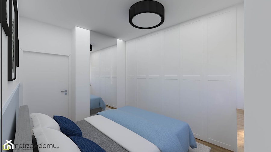 Przytulna sypialnia z niebieską lamperią - zdjęcie od wnetrzewdomu
