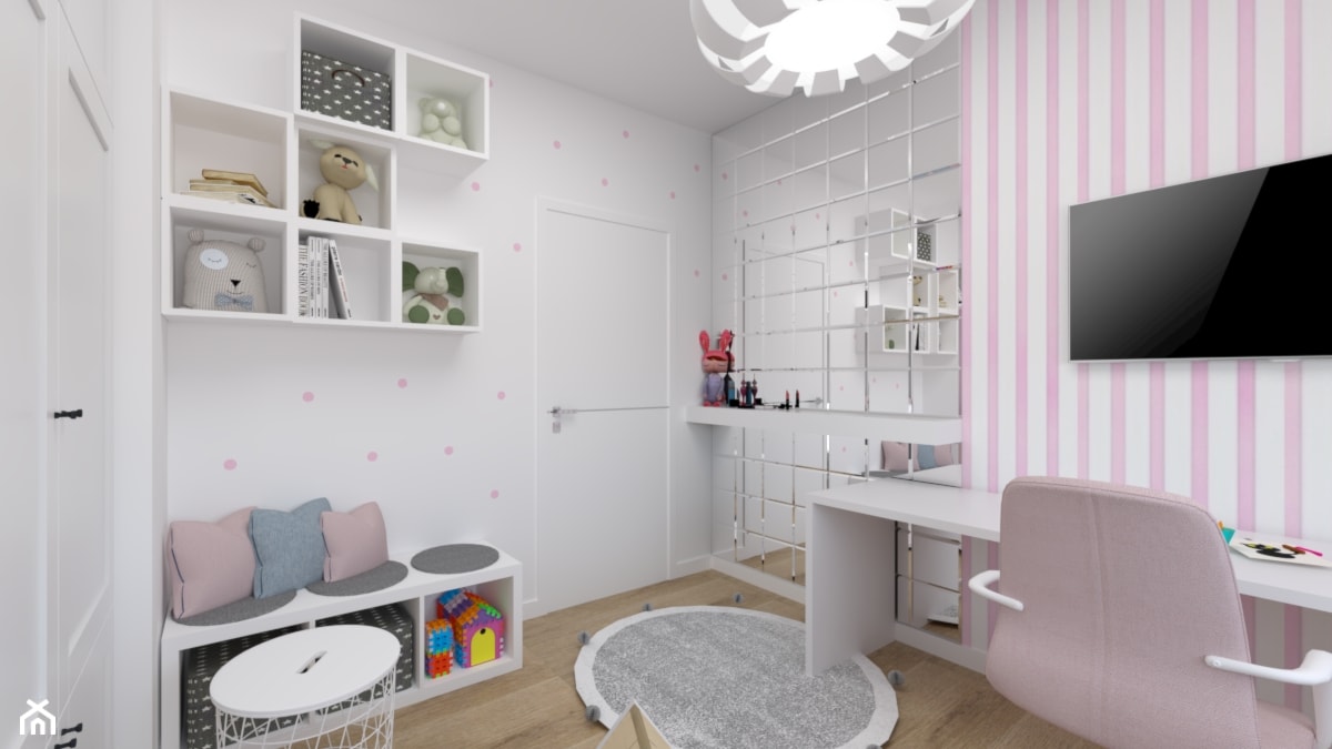 Pokój dla dziewczynki z lustrzaną ścianą - zdjęcie od wnetrzewdomu - Homebook