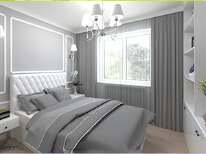 Szara sypialnia w stylu glamour - Średnia szara sypialnia, styl glamour - zdjęcie od wnetrzewdomu