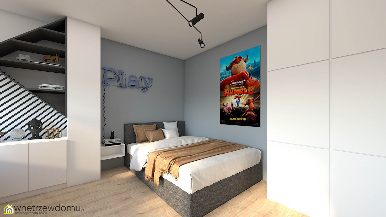 Pokój dla nastolatka - fana gier i koloru niebieskiego - zdjęcie od wnetrzewdomu - Homebook
