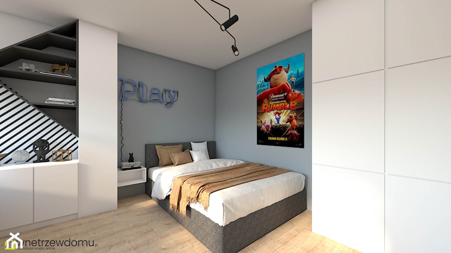 Pokój dla nastolatka - fana gier i koloru niebieskiego - zdjęcie od wnetrzewdomu