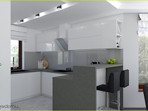 Szary salon z białą kuchnią - zdjęcie od wnetrzewdomu