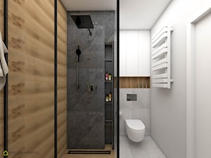 Beton, drewno i czerń w łazience - zdjęcie od wnetrzewdomu