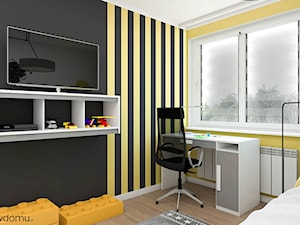 Pokój dla miłośnika Batmana - Średni czarny żółty pokój dziecka dla nastolatka dla chłopca dla dziewczynki, styl nowoczesny - zdjęcie od wnetrzewdomu