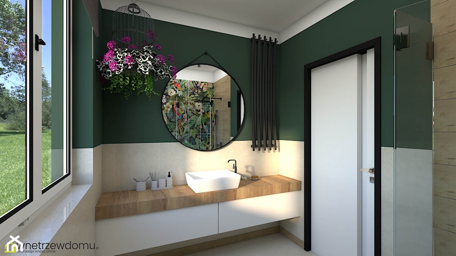 Ciemna zieleń w nowoczesnej łazience - zdjęcie od wnetrzewdomu
