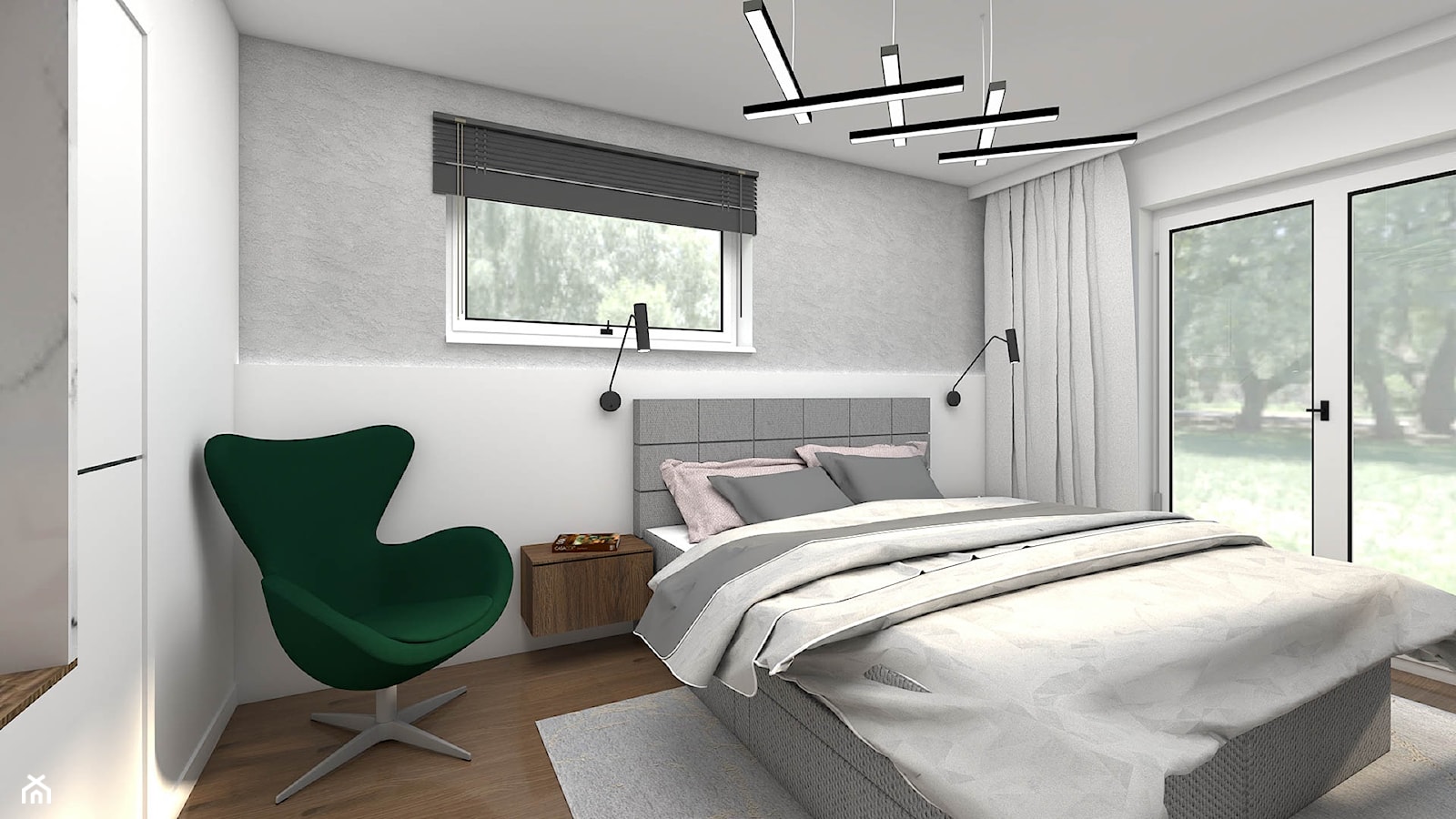 Nowoczesna sypialnia z betonem architektonicznym na ścianie - zdjęcie od wnetrzewdomu - Homebook