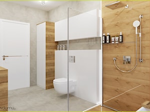 łazienka z podziałem na strefy - Średnia bez okna z lustrem z punktowym oświetleniem łazienka, styl skandynawski - zdjęcie od wnetrzewdomu