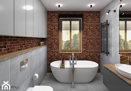 łazienka - nowoczesność z industrialną nutą - Mała z lustrem z punktowym oświetleniem łazienka z oknem, styl industrialny - zdjęcie od wnetrzewdomu