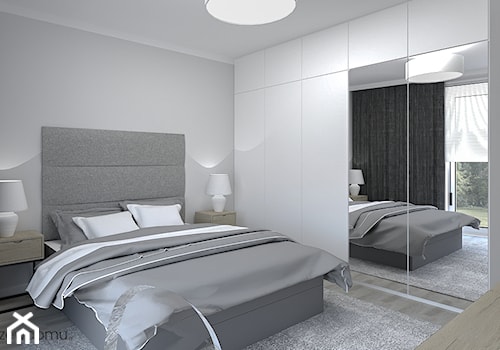 wygodna sypialnia dla dwojga - Średnia szara sypialnia, styl skandynawski - zdjęcie od wnetrzewdomu
