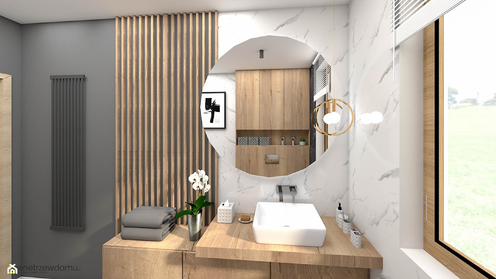 Niewielka marmurowa łazienka - zdjęcie od wnetrzewdomu - Homebook