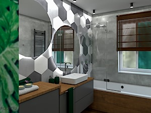 Ciemna łazienka z fototapetą - Łazienka, styl nowoczesny - zdjęcie od wnetrzewdomu