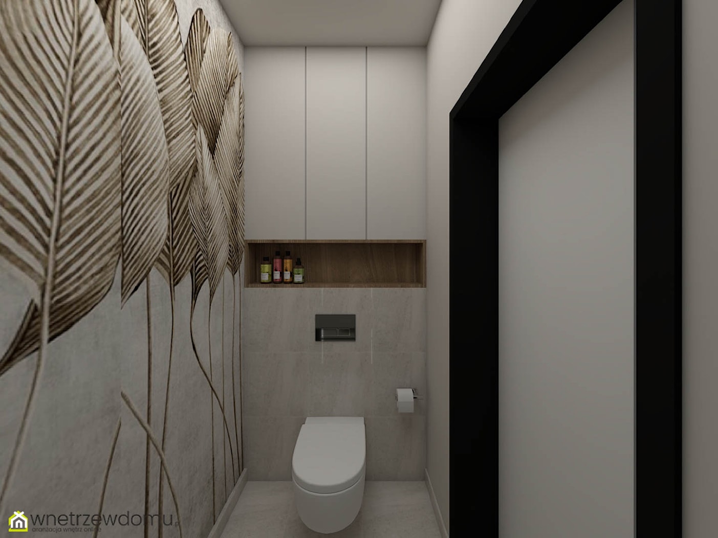 Toaleta ze stylowym liściastym motywem - zdjęcie od wnetrzewdomu - Homebook