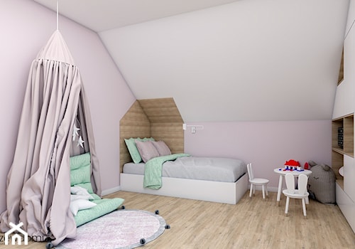 Pokój małej księżniczki - Duży szary pokój dziecka dla dziecka dla dziewczynki, styl skandynawski - zdjęcie od wnetrzewdomu