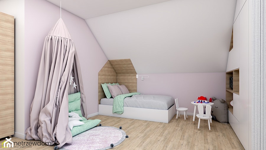 Pokój małej księżniczki - Duży szary pokój dziecka dla dziecka dla dziewczynki, styl skandynawski - zdjęcie od wnetrzewdomu