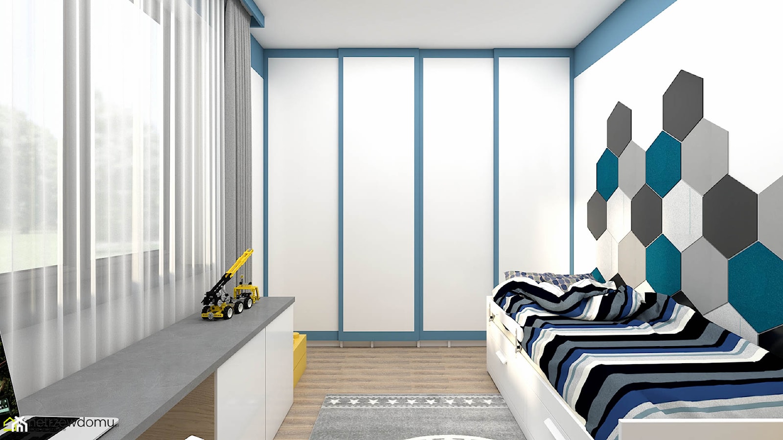 Pokój dla chłopca z dodatkiem koloru niebieskiego - zdjęcie od wnetrzewdomu - Homebook