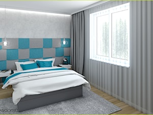 nowoczesna sypialnia z dużym zagłówkiem - Sypialnia, styl nowoczesny - zdjęcie od wnetrzewdomu