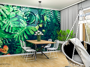 Salon z egzotyczną tapetą - zdjęcie od wnetrzewdomu