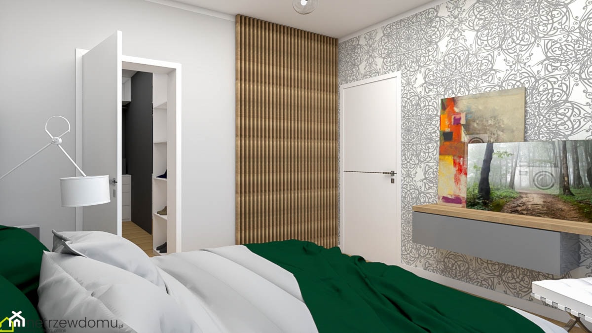 nowoczesna sypialnia z garderobą - Sypialnia, styl nowoczesny - zdjęcie od wnetrzewdomu - Homebook