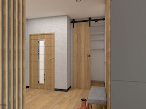 Drewno i beton w nowoczesnym salonie z aneksem - zdjęcie od wnetrzewdomu