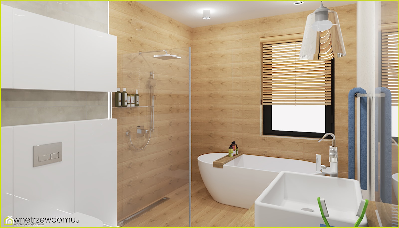 Łazienka - biel i drewno - zdjęcie od wnetrzewdomu - Homebook