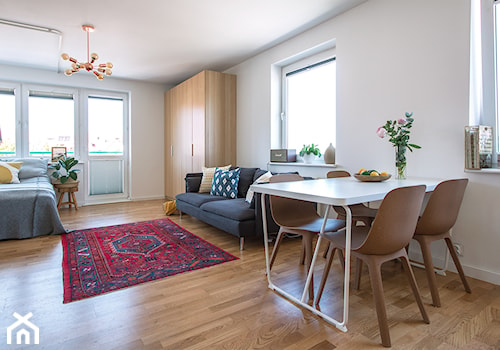 mieszkanie Gdańsk - Średni biały salon z jadalnią, styl skandynawski - zdjęcie od Studio Kosmos