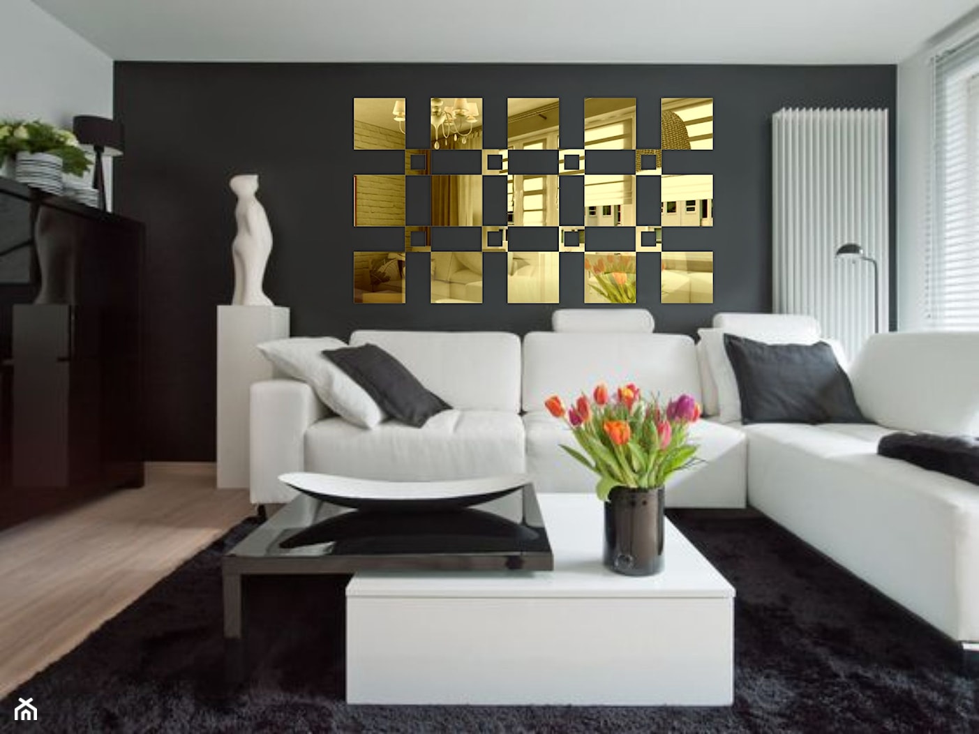 DEKORACYJNE LUSTRO AKRYLOWE " Złote kwadraty " - zdjęcie od Sklep Kornik Design - Homebook