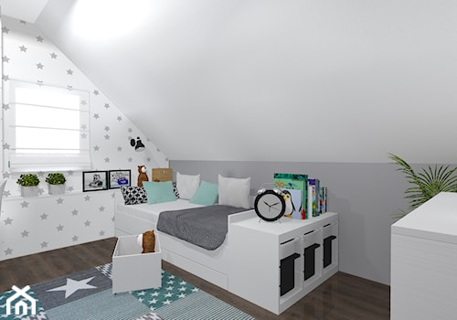 Projekt pokoju dziewczynki - Średni biały szary pokój dziecka dla dziecka dla chłopca, styl skandynawski - zdjęcie od architekci tu
