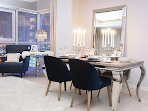Kolekcja Platinium - Średnia biała szara jadalnia w salonie - zdjęcie od miloo-home