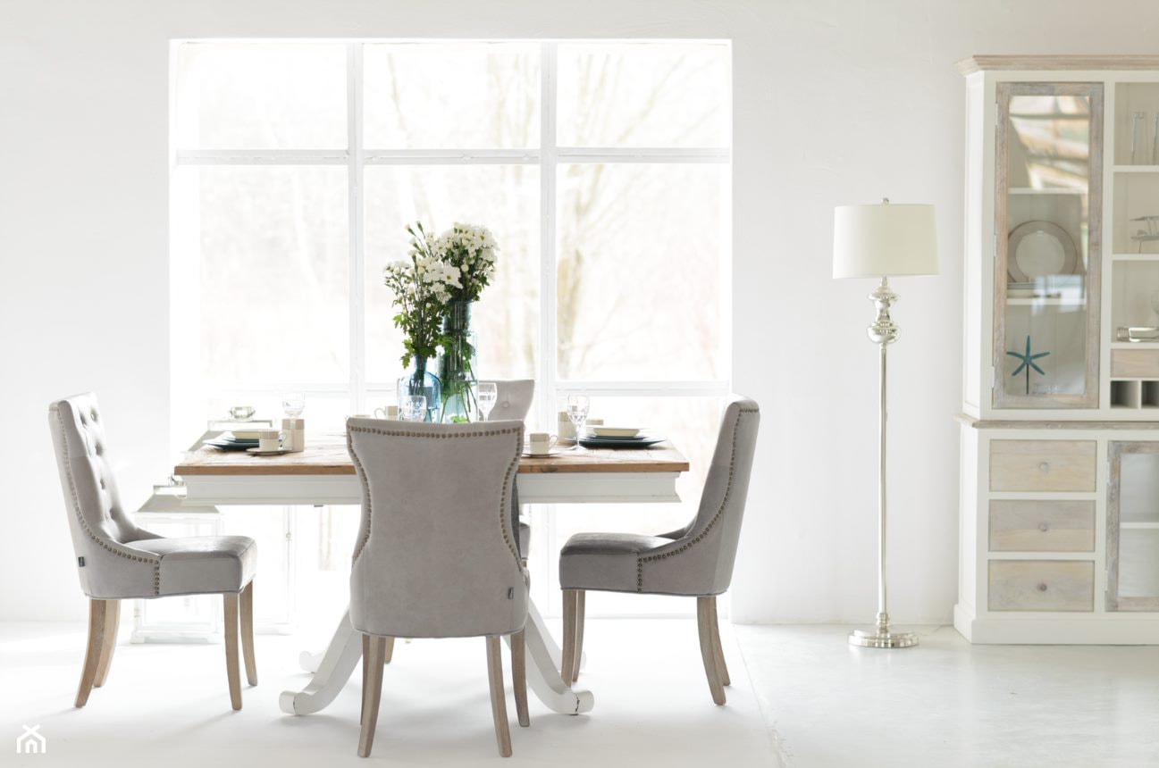 Kolekcja Lake House - Średnia biała jadalnia jako osobne pomieszczenie - zdjęcie od miloo-home - Homebook