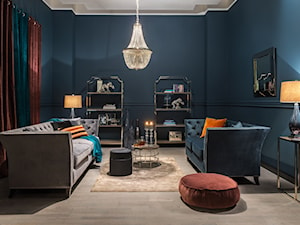 Kolekcja Metropolitan - Średni niebieski salon z bibiloteczką - zdjęcie od miloo-home