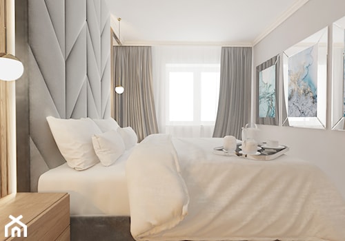 Mieszkanie w Rzeszowie - Mała szara sypialnia, styl nowoczesny - zdjęcie od SMOLIK I WIATROWSKA ARCHITEKTURA WNĘTRZ