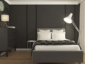 Apartamenty Krosno 2 - Średnia biała czarna sypialnia, styl nowoczesny - zdjęcie od SMOLIK I WIATROWSKA projektowanie wnętrz online
