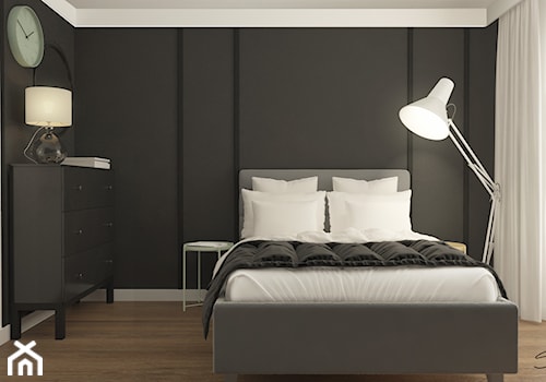 Apartamenty Krosno 2 - Średnia biała czarna sypialnia, styl nowoczesny - zdjęcie od SMOLIK I WIATROWSKA projektowanie wnętrz online