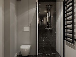 Apartamenty Grodzka Krosno - Mała bez okna z marmurową podłogą z punktowym oświetleniem łazienka, styl nowoczesny - zdjęcie od SMOLIK I WIATROWSKA projektowanie wnętrz online