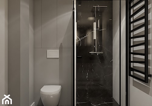 Apartamenty Grodzka Krosno - Mała bez okna z marmurową podłogą z punktowym oświetleniem łazienka, styl nowoczesny - zdjęcie od SMOLIK I WIATROWSKA projektowanie wnętrz online