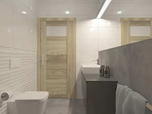 Apartamenty Krosno - Średnia bez okna z lustrem z punktowym oświetleniem łazienka, styl minimalistyczny - zdjęcie od SMOLIK I WIATROWSKA projektowanie wnętrz online
