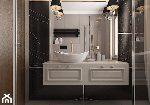 Projekt koncepcyjny dwóch łazienek - Mała z lustrem łazienka z oknem, styl tradycyjny - zdjęcie od SMOLIK I WIATROWSKA projektowanie wnętrz online