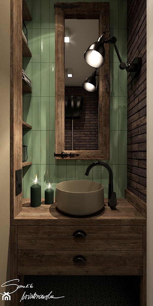 Apartamenty Krosno 3 - Mała bez okna z lustrem z punktowym oświetleniem łazienka, styl nowoczesny - zdjęcie od SMOLIK I WIATROWSKA projektowanie wnętrz online