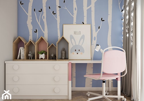 Apartamenty Grodzka Krosno - Średni biały niebieski pokój dziecka dla dziecka dla dziewczynki, styl nowoczesny - zdjęcie od SMOLIK I WIATROWSKA projektowanie wnętrz online
